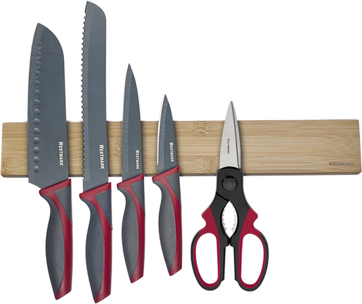 Westmark magnetisk knivholder natur - højkvalitets magnetstang til køkkenknive og sakse, sikker og nem, inkl. monteringsmateriale - træ, BPA-fri