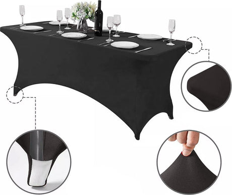 Grønblå elastisk dug catering borddæksel sort, 180x75x75cm, spandex, gb372