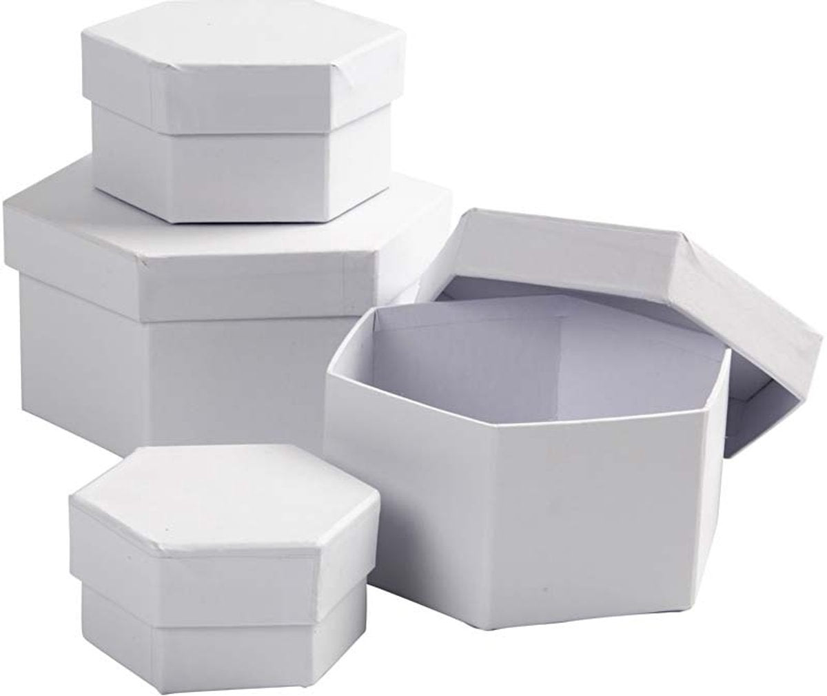 Creativ virksomhed https: www.cchobby.nl hexagonal-boxes-size-6-5x4-8x5-10x6-12x7-cm-white-4-piece-1-set