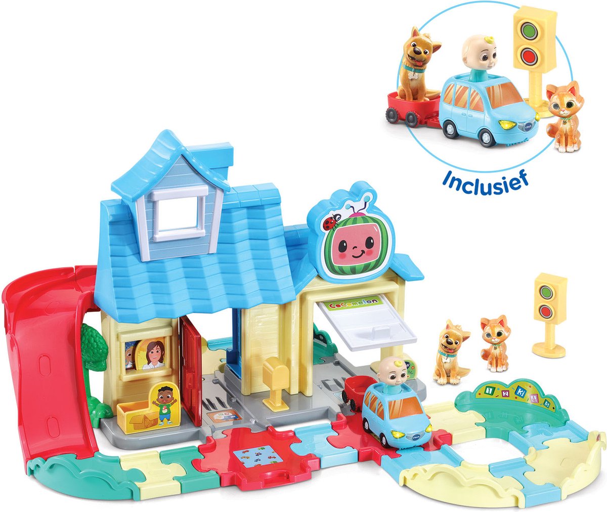 Vtech toot toot biler cocomelon familiehus legesæt - inklusive jj's legetøjsbil - pædagogisk interaktivt babylegetøj - gave - 1,5 til 5 år