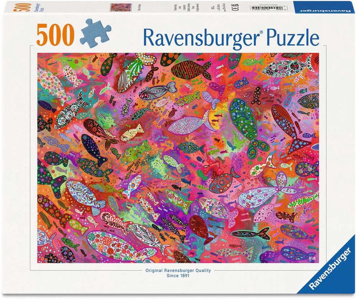 Ravensburger – fisk i fuchsia – puslespil – 500 brikker