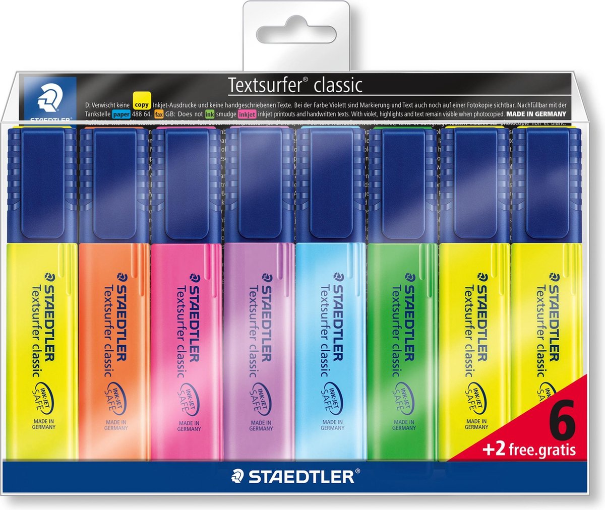 Staedtler textsurfer klassisk tekstmarkør - kampagnesæt 6 + 2 gratis