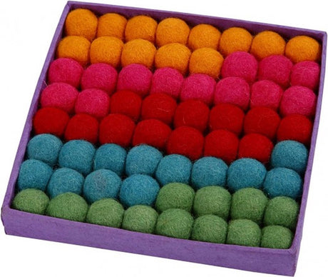 Creativ firma uldperler, d 20 mm, stærke farver, 64 stk 1 æske