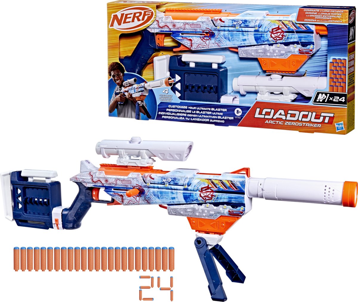 Nerf Loadout Arctic Zero Striker Blaster og 24 N1 Dart