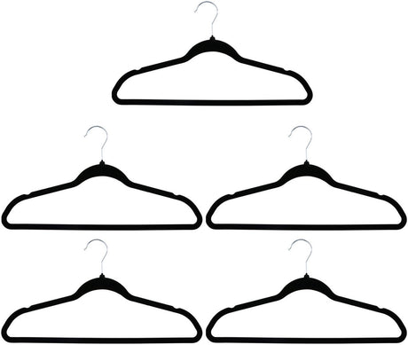 Alpina fluwelen kledinghangers – 10 stuks – anti-slip kleerhangers – broekhangers – zwart