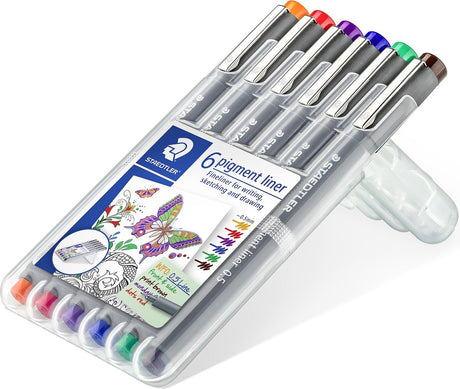 Staedtler pigment liner - æske 0,5 mm - 6 farver