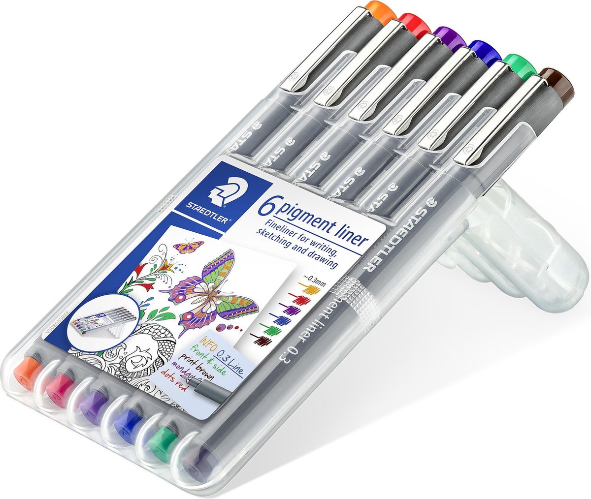 Staedtler - pigment liner - æske 6 farver - 0,3 mm