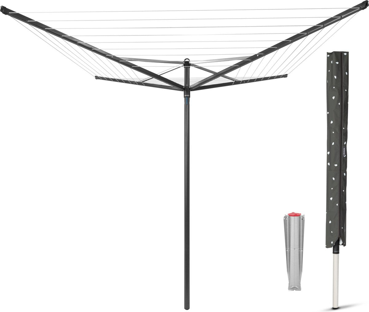 Brabantia top spinner roterende tørretumbler - 40 m - med metal jordanker og beskyttelsesdæksel - antracit