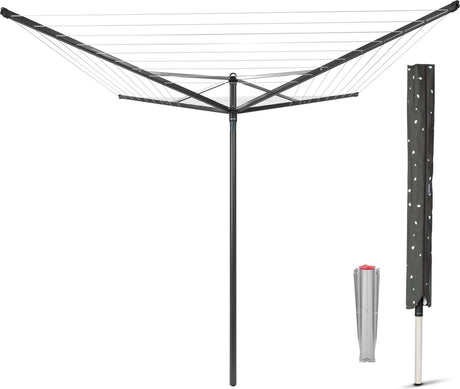 Brabantia top spinner roterende tørretumbler - 40 m - med metal jordanker og beskyttelsesdæksel - antracit