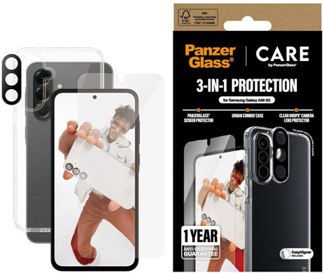 Panzerglass galaxy a56 5g - beskyttelsessæt - 3-i-1 - gennemsigtig - kompatibel