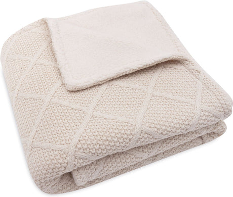 Jollein deken ledikant 100x150cm check knit oatmeal teddy fleece