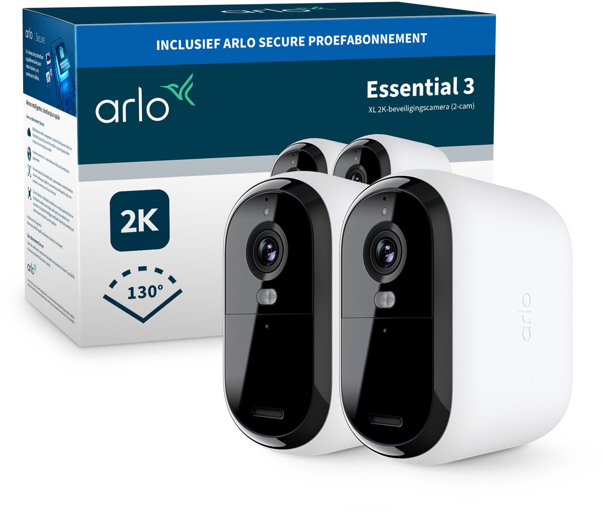 Arlo essential3 xl 2k sikkerhedskamera - 2 ip-kameraer