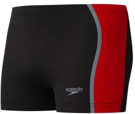 Speedo solid splice aquashort heren - chloorbestendige zwemboxer heren - kleurvaste strakke zwembroek heren - sportzwembroek heren met voering - zwart rood - s
