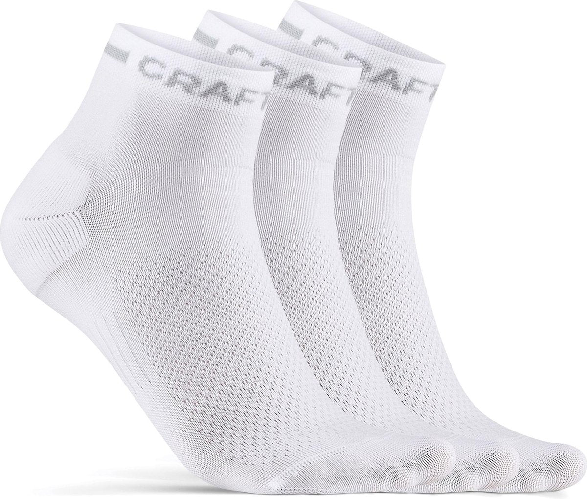 Craft aktiv mellemstrømpe 3-pak unisex sportsstrømper - hvid