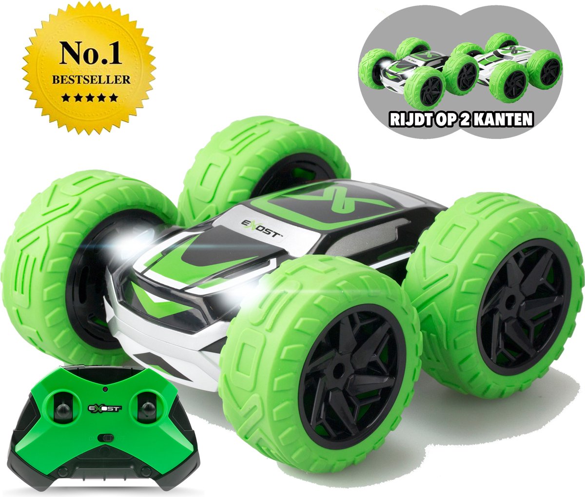 Exost rc 360 cross ii stuntbil grøn 1:18 - rc bil - styret bil - med forlygter