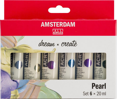 Bruynzeel Amsterdam standard serie akrylmaling perlemor sæt 20ml, 6 stk.