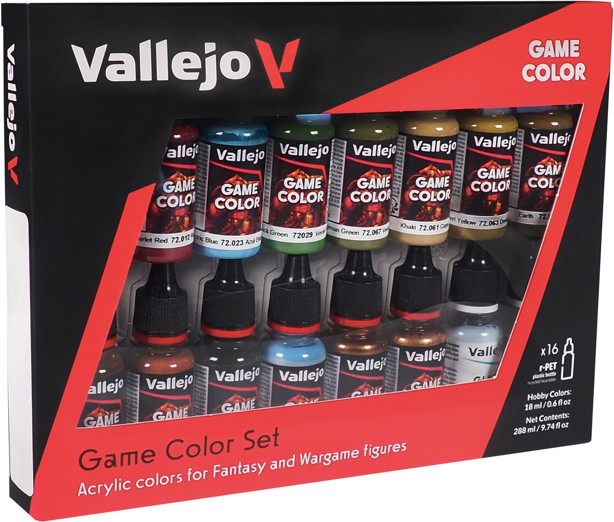 Vallejo hobbymaling akrylmaling - 72188 specialistsæt til fantasy og krigsspil - spilfarve - akrylsæt - 16x malingssæt - 16x 18 ml