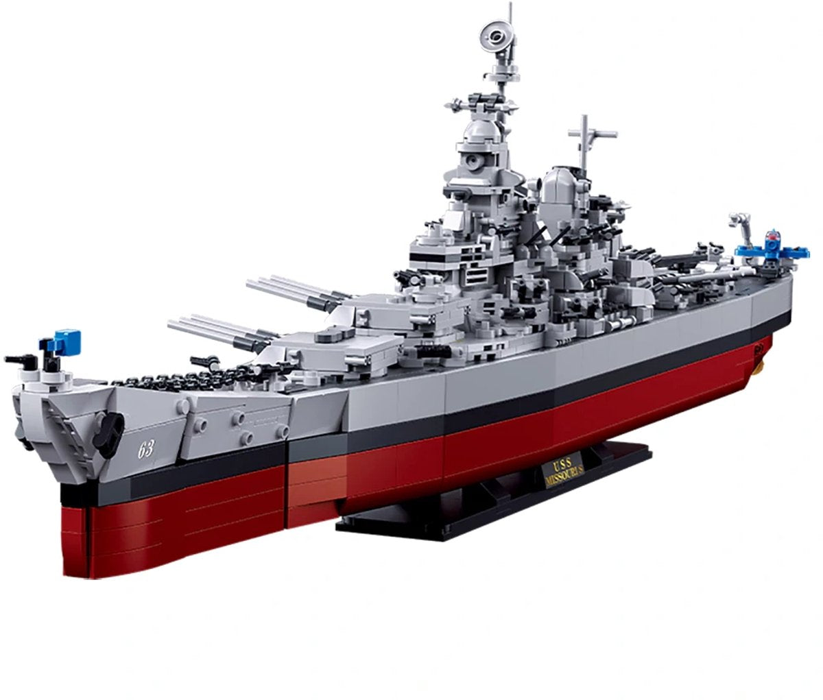 Sluban uss missouri byggelegetøj til børn fra 10 år - byggelegetøjsmodelbygning - byggekasse med 1741 byggeklodser - m38-b1291