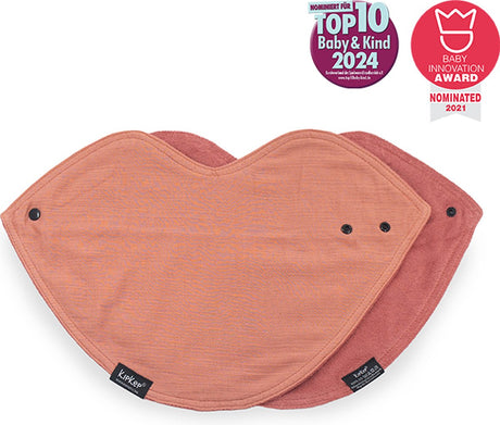 Kipkep 3-in-1 bib - sienna - xl spuugdoek, slabber en bandana in 1! - 2 stuks - katoen - dubbellaags - roze - hydrofiel, badstof - halsdoekje
