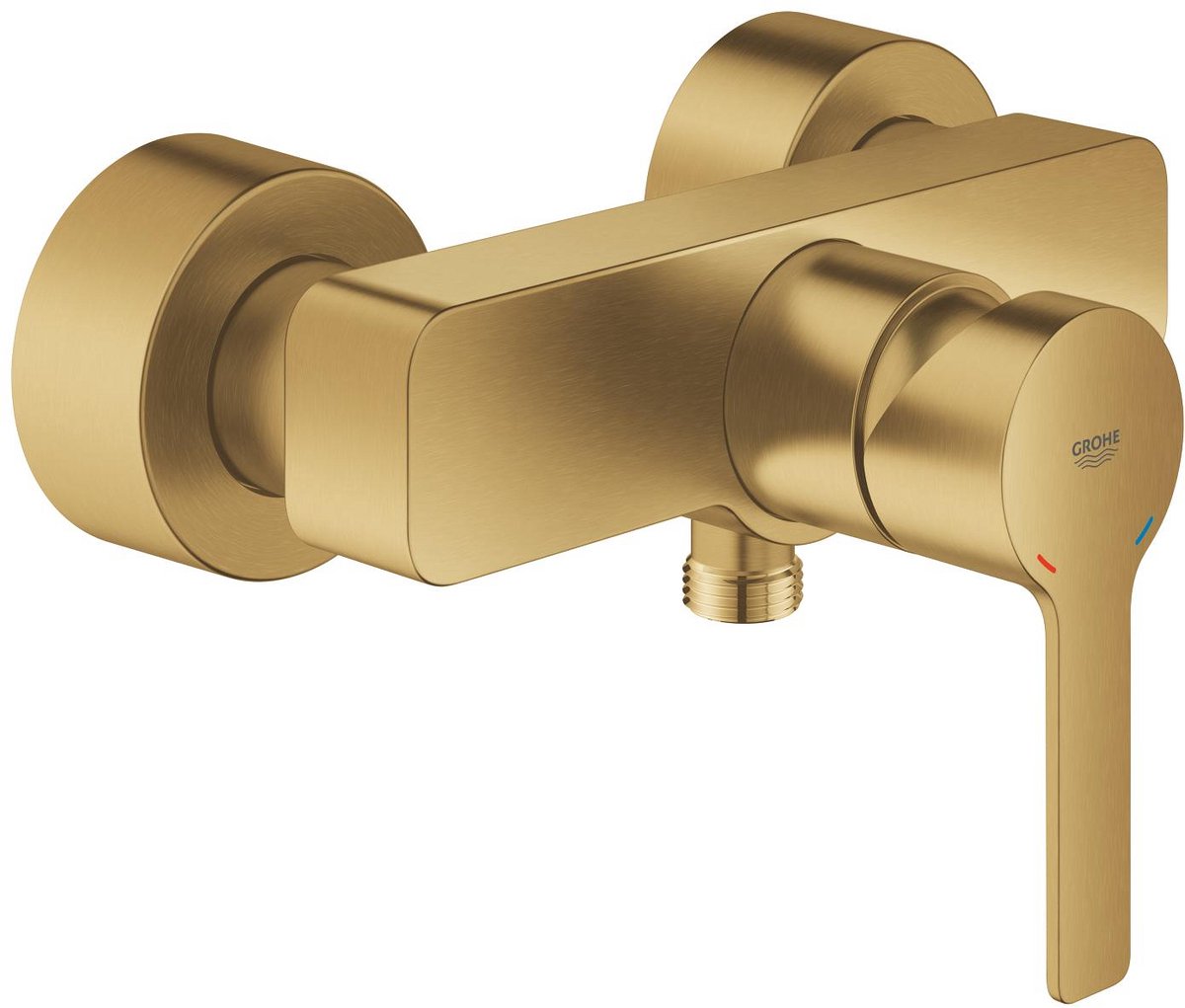 Grohe lineare nyt brusebatteri – vægmontering – silkmove – overdækkede s-koblinger – børstet kølig solopgang