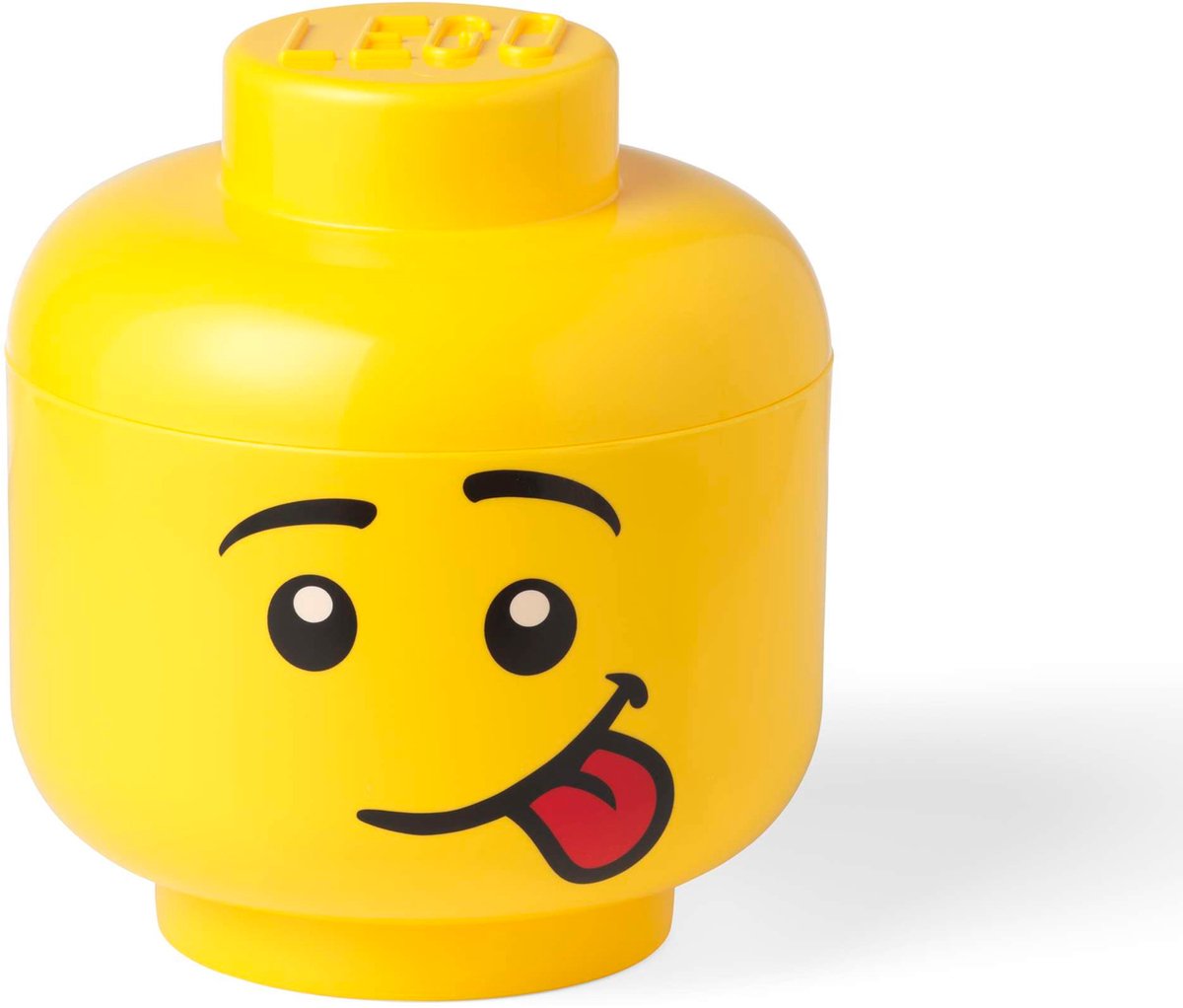 Lego den store fjollede 8,5 l beholder med træk af en dreng, der viser sin tunge