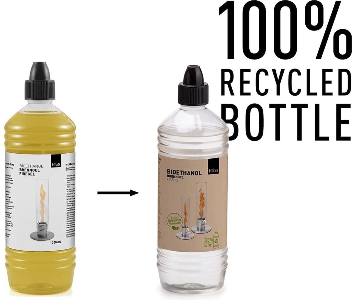 Höfts - spin bio-ethanol brændstofflaske 1 liter - bio ethanol - gennemsigtig -