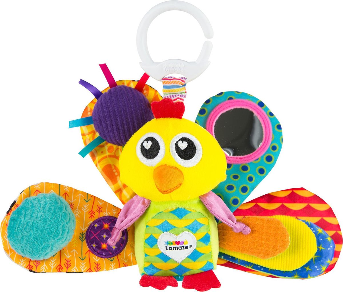 Lamaze Jacques påfuglen - gribe og bide legetøj - pædagogisk babylegetøj - krammelegetøj - leg og opdagelse