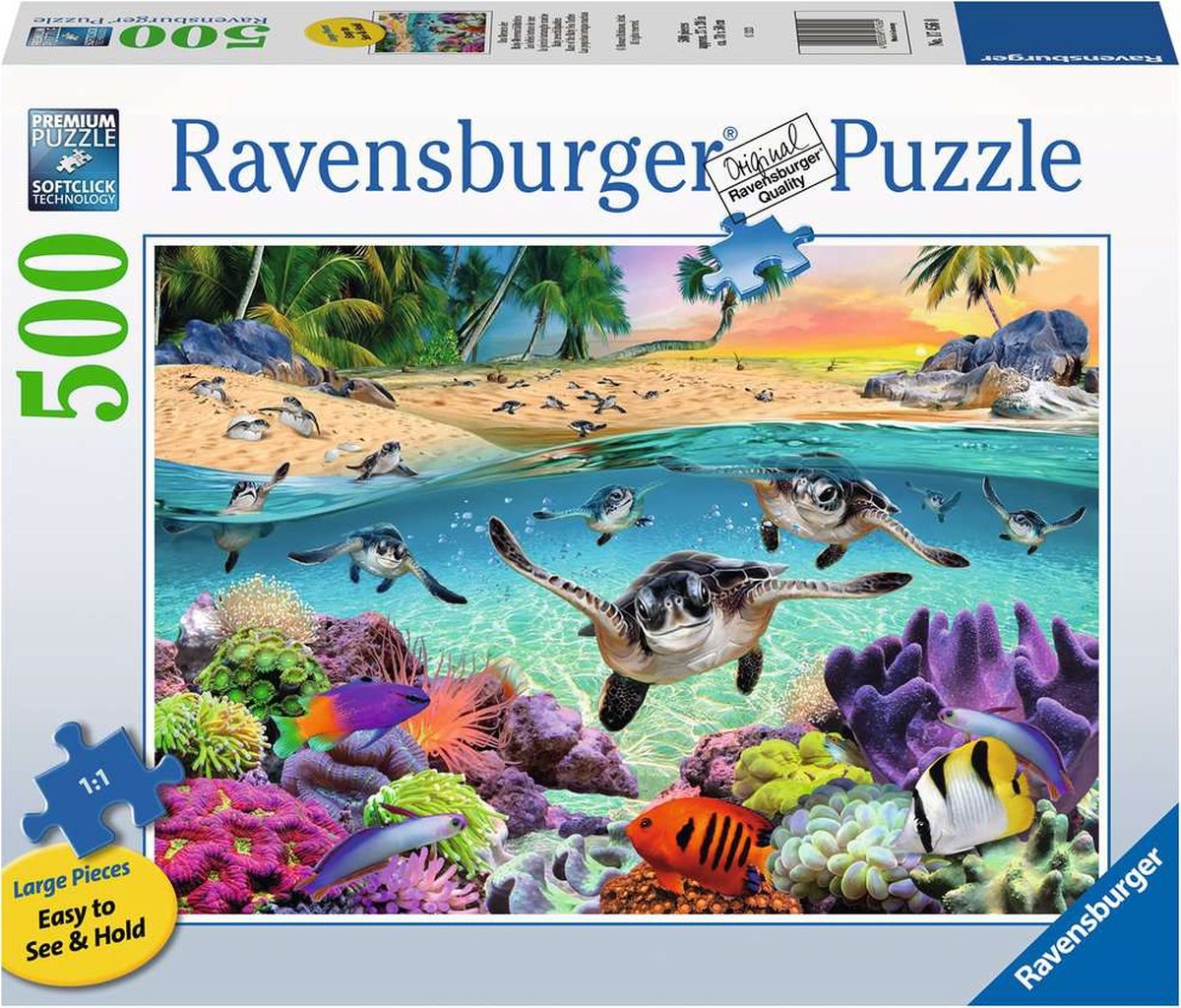 Ravensburger puslespil baby havskildpadder - puslespil - 500 storformatbrikker