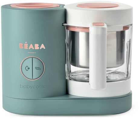Béaba babycook neo dampkoger - 4-i-1 babymadstilbereder med 1250 ml glasskål - 1000 ml dampkurv i rustfrit stål - sabatier diamantklinge til enhver tekstur - 50 % mere effektiv i vand og energi - grøn