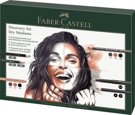 Faber-castell pitt monokrom - opdagelsessæt tørre kunstmaterialer - 17 dele - fc-112925