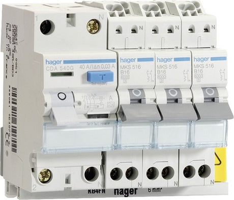 Hager vision indbygget enhed med afbrydere - vks03combi - e32bd