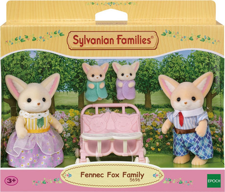 Sylvanian families 5696 ørkenrævefamilie - 4 fløjlsbløde legefigurer - duo klapvogn - legesæt