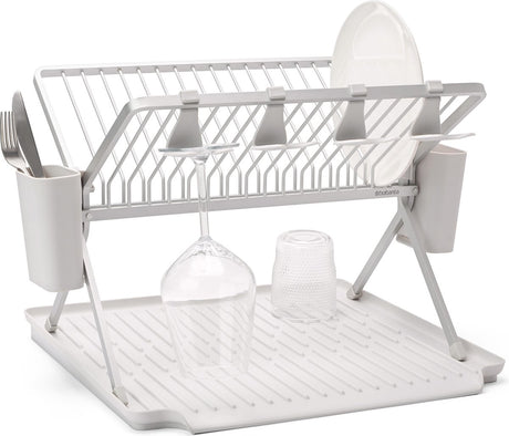 Brabantia opvaskeafløb - foldbar - med bestikholder - lysegrå