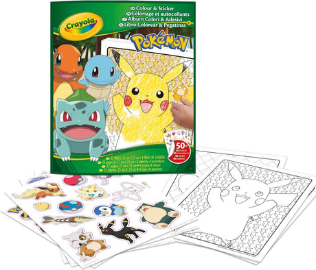 Crayola - malebog - pokémon malebog med klistermærker til børn