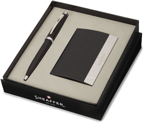 Sheaffer kuglepen gavesæt - 100 g9317 - matsort forniklet - med visitkortholder - sf-g2931751-3
