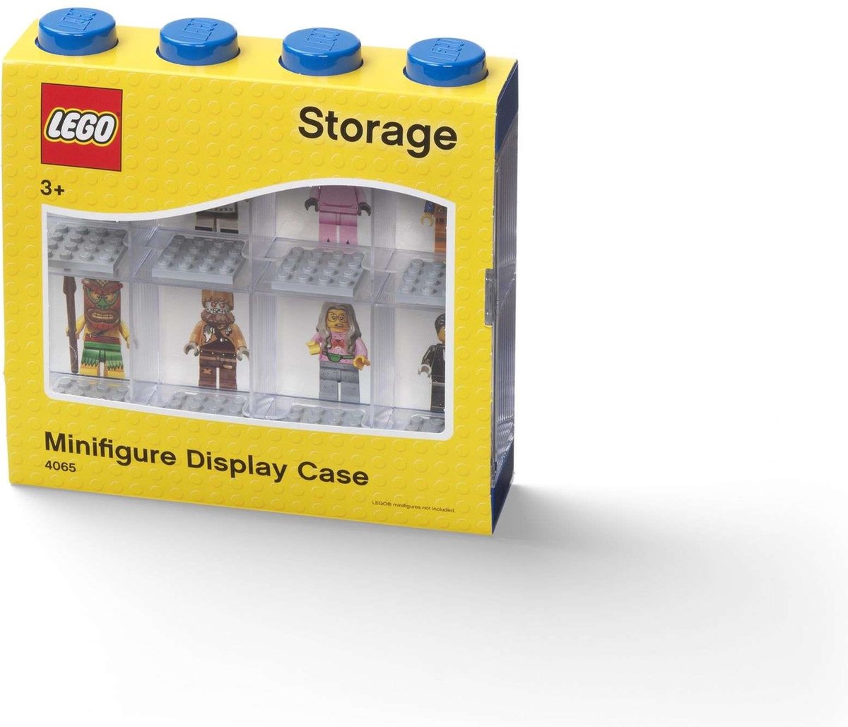 Lego - vitrine - til minifigurer - 8 rum - kan stables - hænges - rektangel blå
