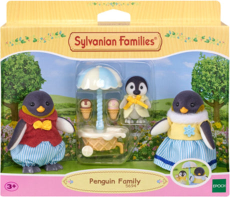 Sylvanian families 5694 familiepingvin - 3 fløjlsbløde legetøjsfigurer - isvogn