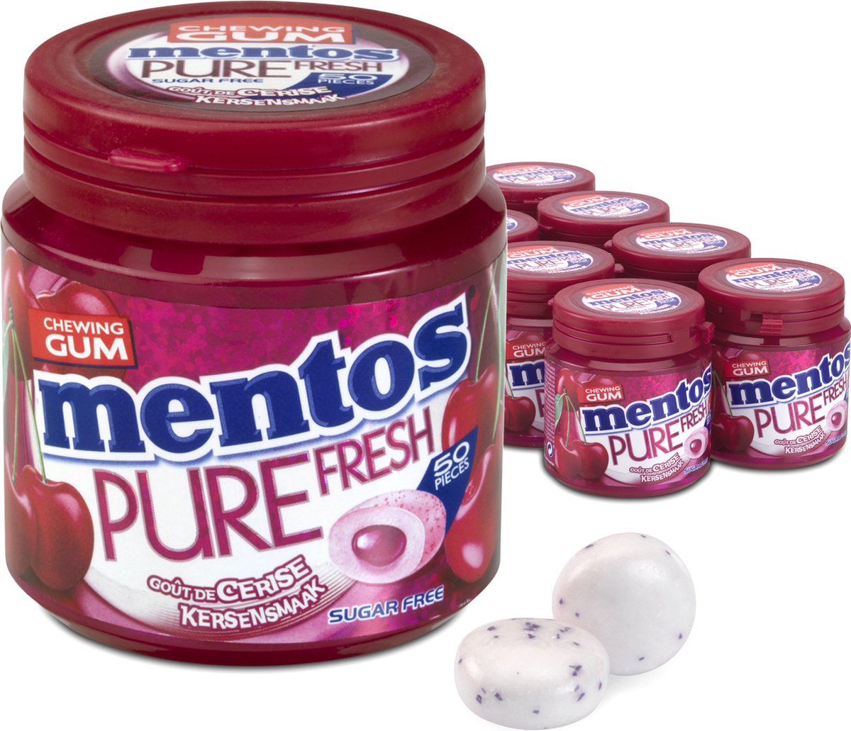 Mentos tyggegummi ren frisk kirsebær - tyggegummi - sukkerfri - 8x50 stk.