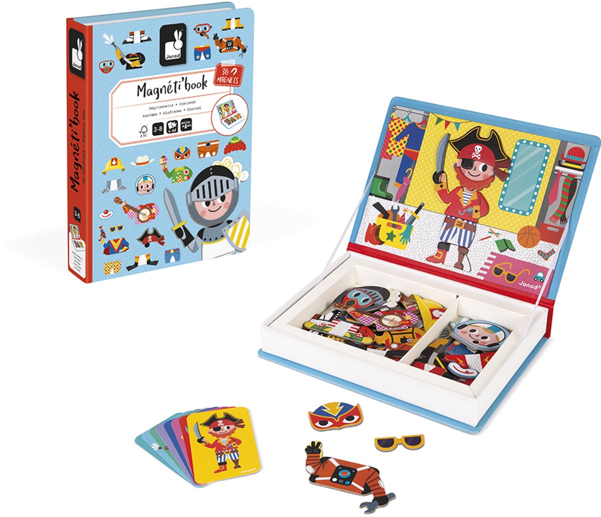 Janod - magnetbog - udklædningsfest drenge - magnetisk boglegesæt