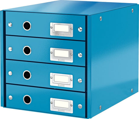 Leitz wow click store kommode med 4 skuffer - 81 % genbrugspap - til A4-formater - pladsbesparende opbevaring - blå
