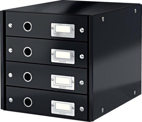 Leitz wow click store kommode med 4 skuffer - 81 % genbrugspap - til A4-formater - pladsbesparende opbevaring - sort