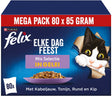 Felix hver dag fest blandet udvalg - våd kattefoder - torsk, laks, oksekød kylling - 80 x 85 g