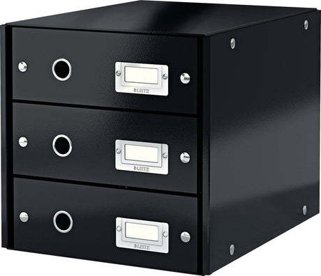 Leitz wow click store kommode med 3 skuffer - 81 % genbrugspap - til A4-formater - pladsbesparende opbevaring - sort