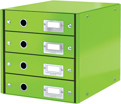 Leitz wow click store kommode med 4 skuffer - 81 % genbrugspap - til A4-formater - pladsbesparende opbevaring - grøn