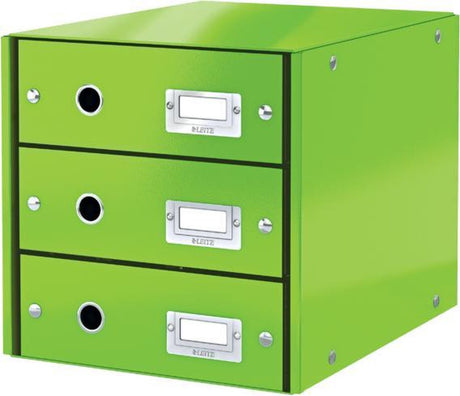 Leitz wow click store kommode med 3 skuffer - 81 % genbrugspap - til A4-formater - pladsbesparende opbevaring - grøn