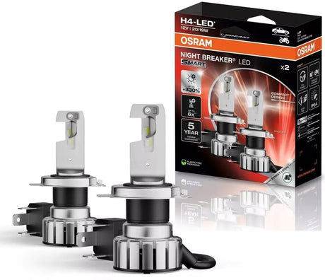 Osram h4 night breaker led smart ( sæt ) street-legal plug play kølig hvid 6000k +330% 64193dwnbsm
