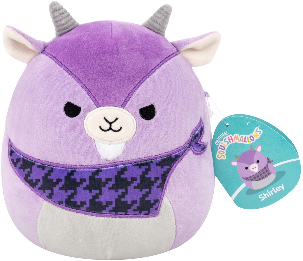 Squishmallows - lille plys 19 cm shirley - lilla ged m bandana og drilske øjne