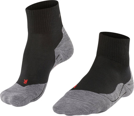 Falke tk5 kort anti-blister tyndt uld funktionsmateriale gåstrømper herre sorte - str. 46-48