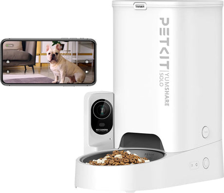 Petkit - yumshare solo med kamera - automatisk madskål til kat og hund - hvid - tørfoder - 3 liters kapacitet - app kontrol