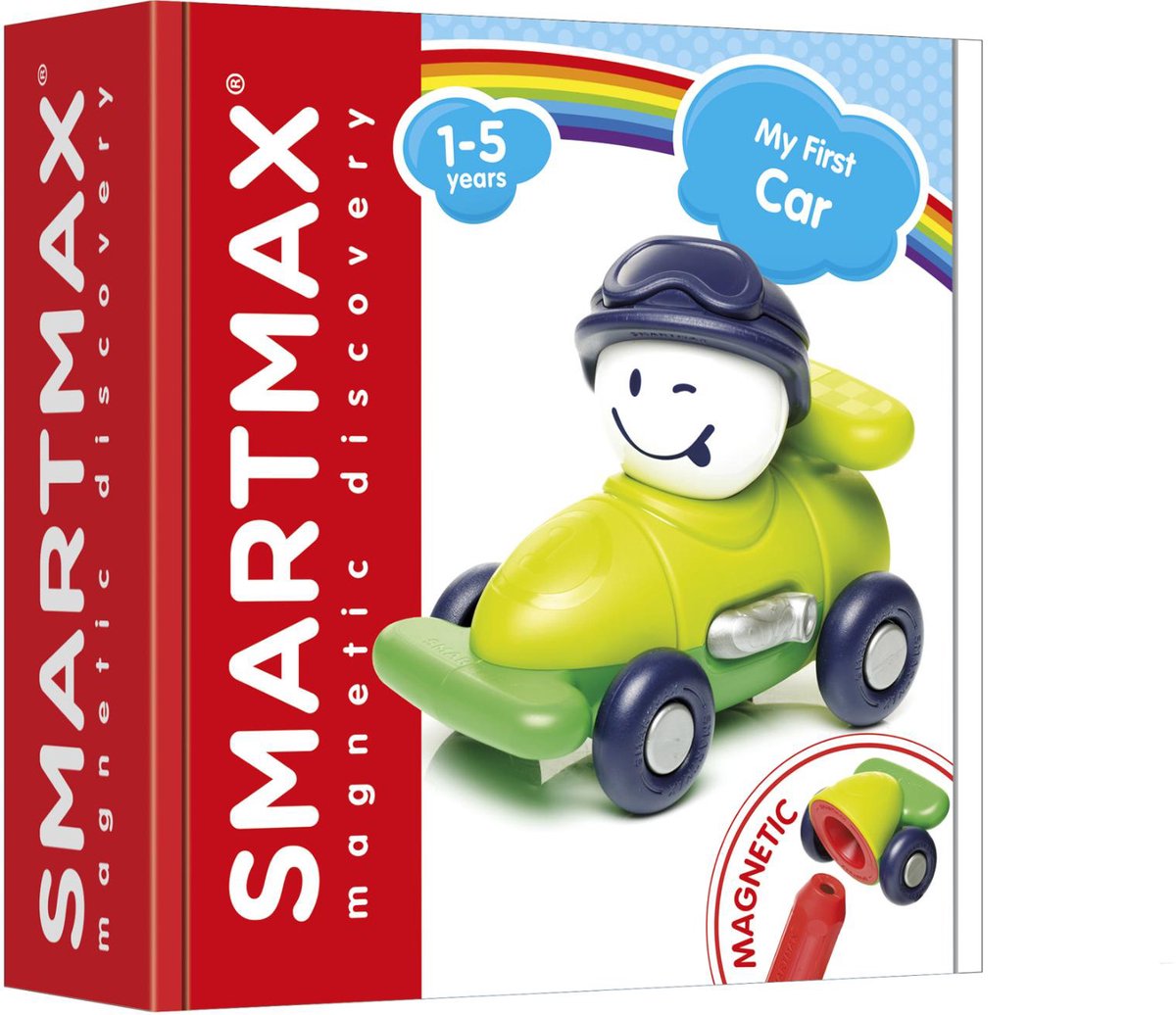 Smartmax min første bil - bygger magnetisk racerbil - farverigt køretøjssæt - pædagogisk legetøj til småbørn - fra 1 år